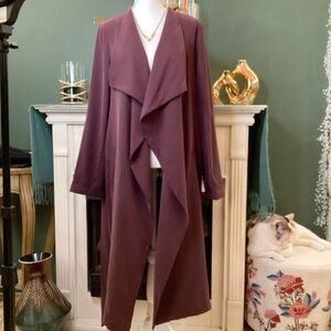 Express Burgundy Draped Trench Coat with tie‎ waist